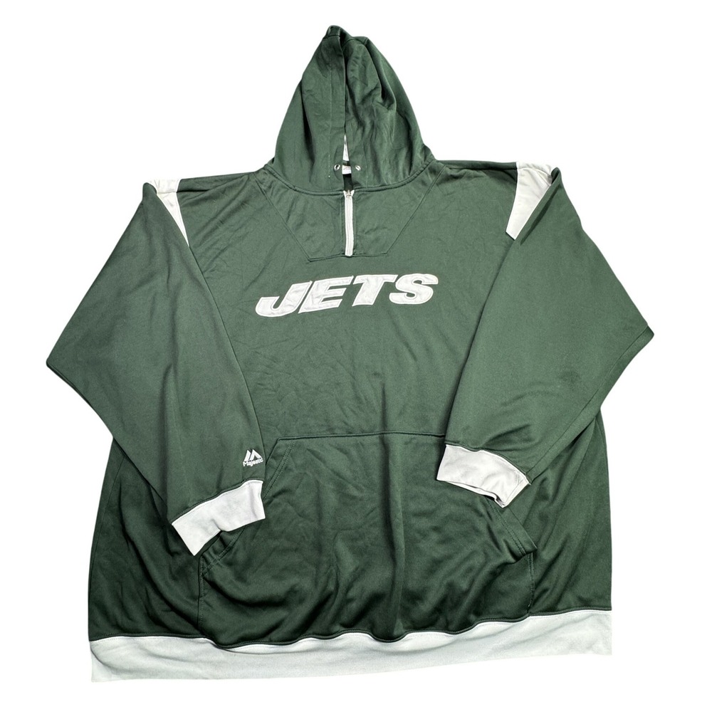 New York Jets Majestic Quarter Zip Hoodie Mens 5XL Green White NFL Football